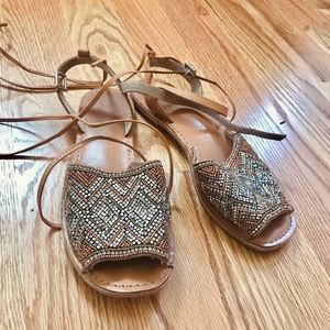 Beautiful leather tie up sandals